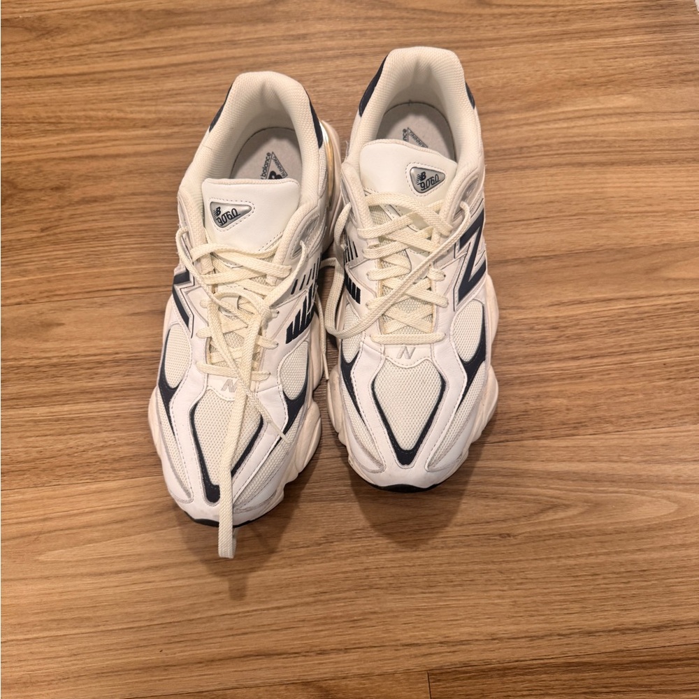 New Balance 9060 White and Navy Sneakers